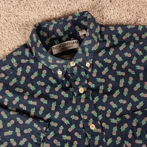 Nick Graham Everywhere Medium Stretch Modern Fit AOP Pineapple Mens Shirt